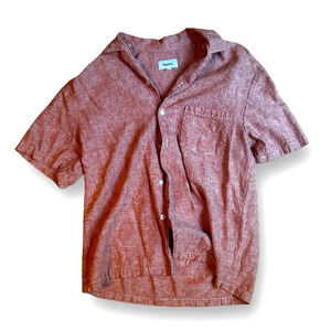 FINERY clay linen rayon blend button up short sleeve shirt Size Medium Women’s